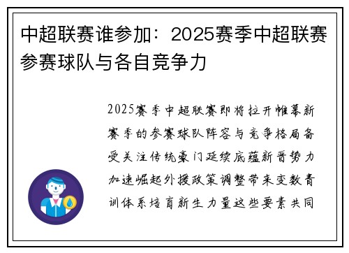 中超联赛谁参加：2025赛季中超联赛参赛球队与各自竞争力